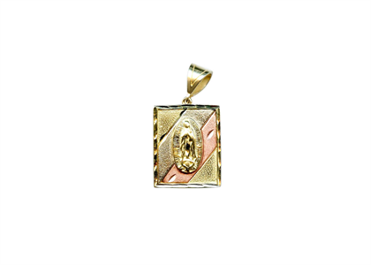 Three Tone Plated Mother Mary Rectangle Pendant